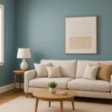 Living room with freshly painted calming blue walls, reflecting mood change through color – Naples, FL