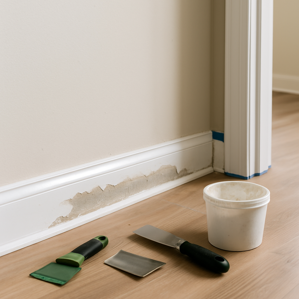 Baseboard and flood damage repair in Naples home